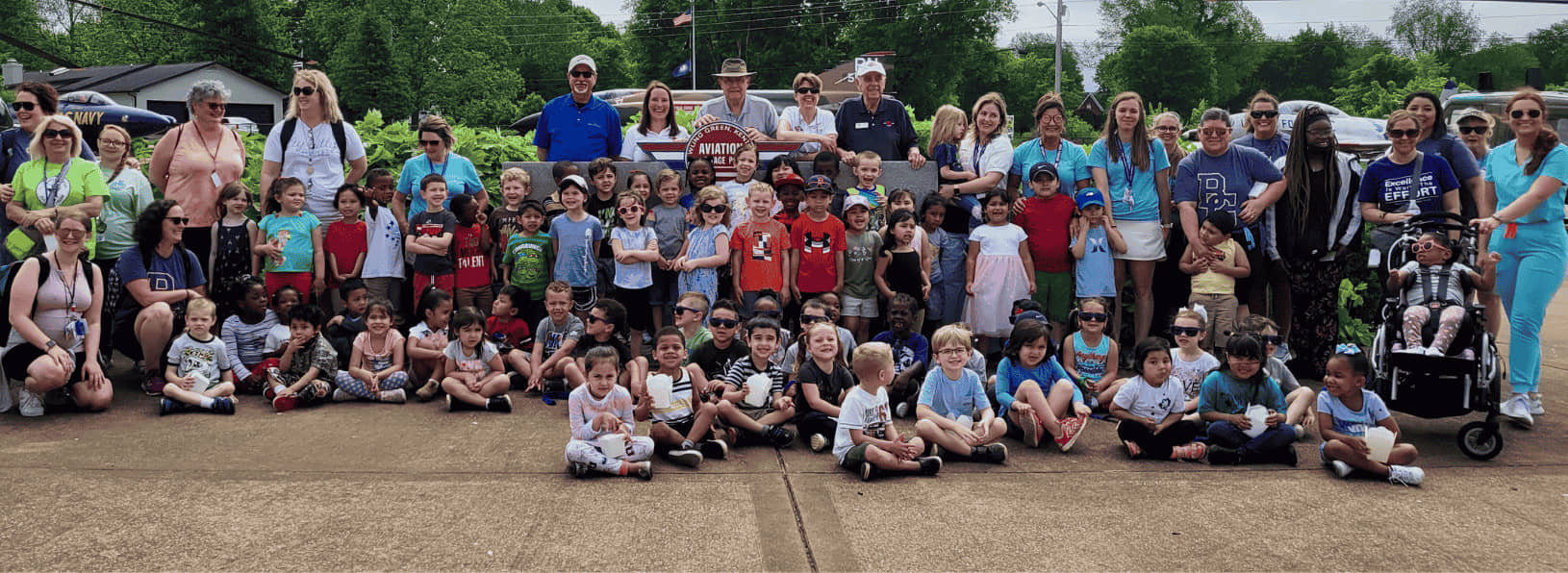 Students at Aviation Heritage Park and Museum during a school field trip.