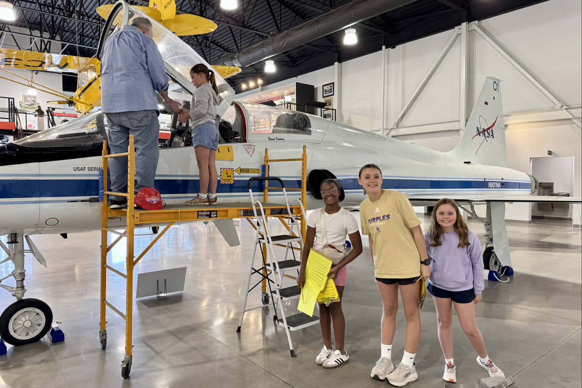 Potter Gray students visiting Aviation Heritage Park & Museum School groups are welcome at the museum.