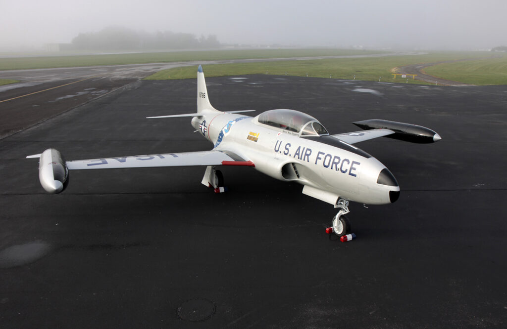 ahpm-t33-restoration-complete AHP&M's restored T-33 Shooting Star honoring Gen. Russell E. Dougherty