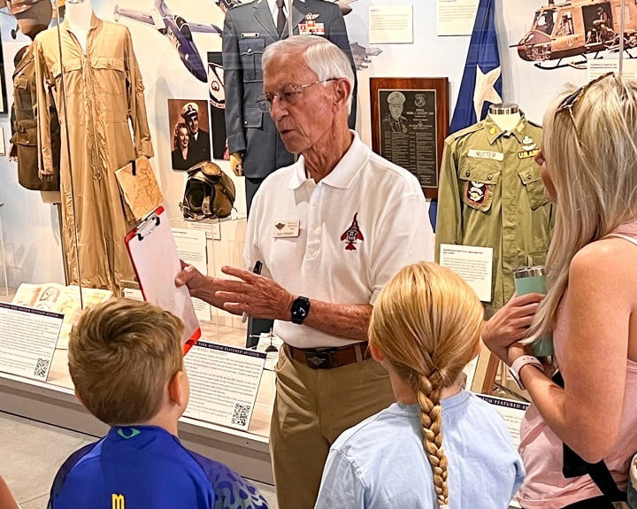 General Dan Cherry visiting with guests at Aviation Heritage Park & Museum