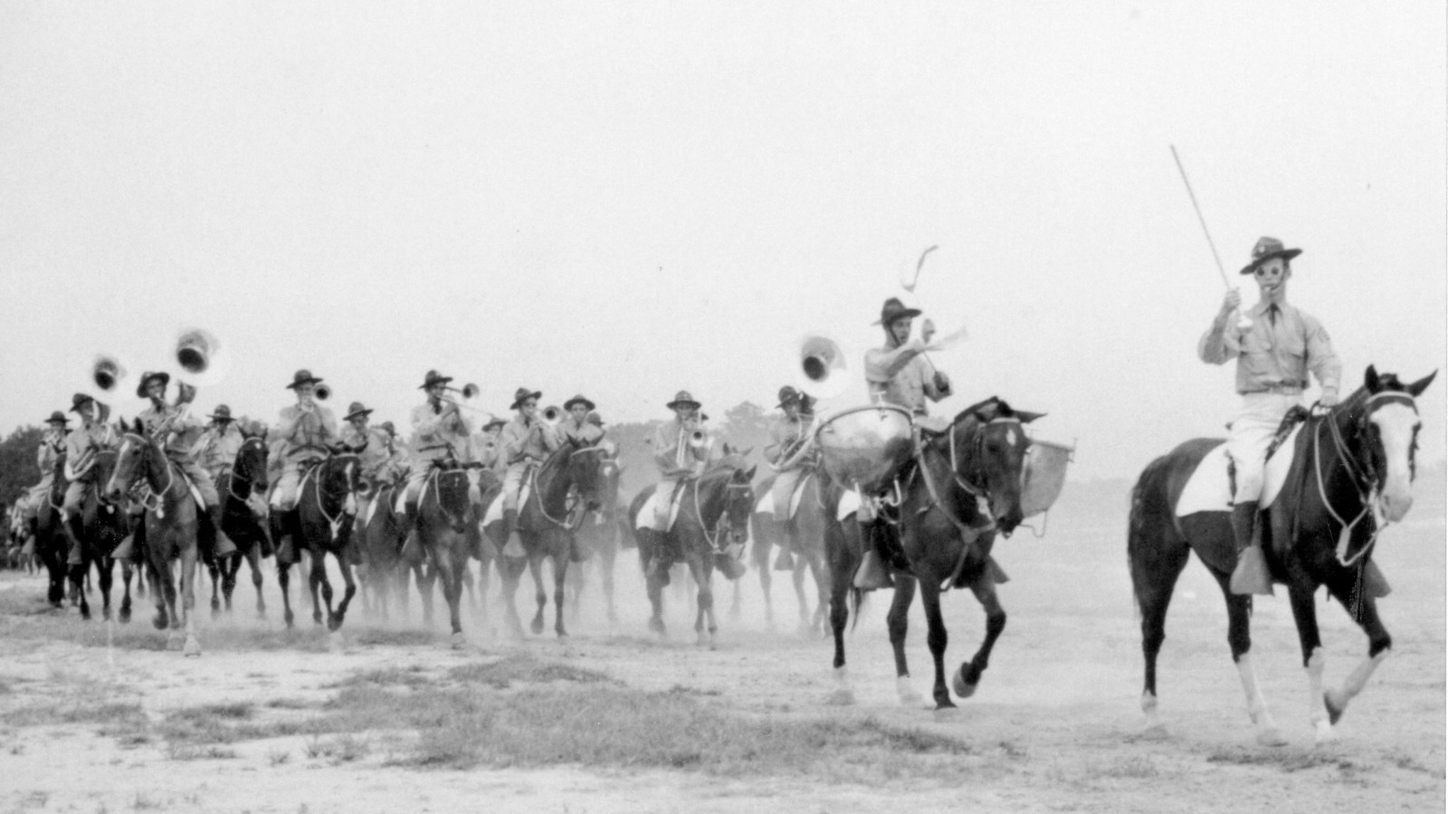 russell-dougherty-cavalry-band Kentucky National Guard cavalry band on horseback during Gen. Russell E. Dougherty's early military years